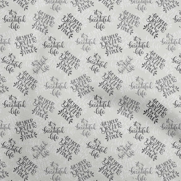 oneOone Polyester Spandex Gray Fabric Text Sewing Fabric By The Yard Printed Diy Clothing Sewing Supplies 56 Inch Wide