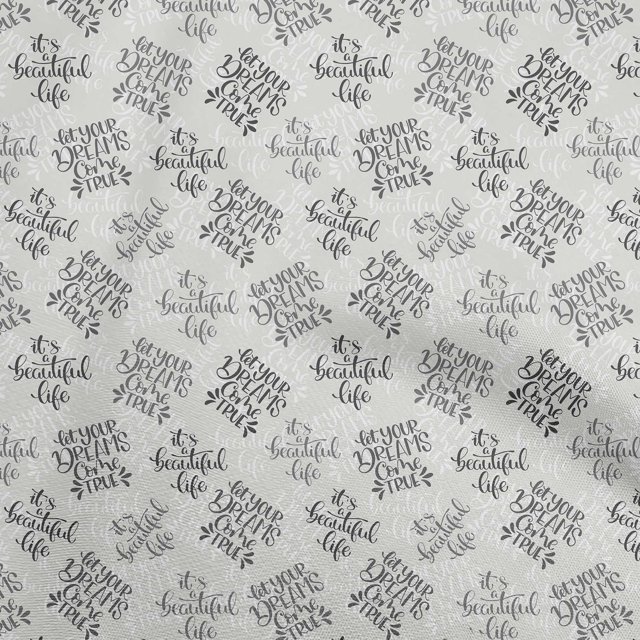 oneOone Georgette Viscose Gray Fabric Text Craft Projects Decor Fabric Printed By The Yard 42 Inch Wide