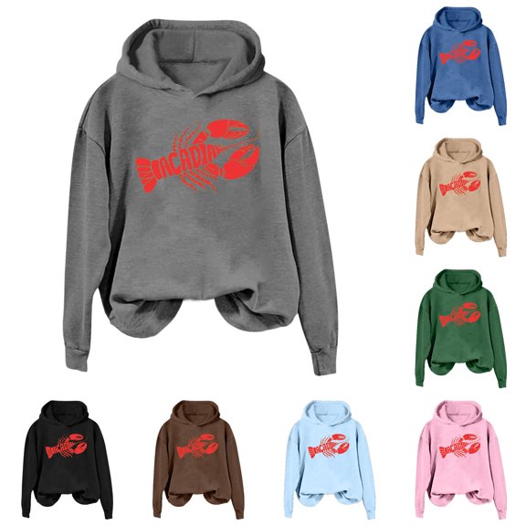 PRfgtbd Women's Hoodies Sweatshirts for Daily Wear Casual Graphic Print Pullover Long Sleeve Hooded Sweatshirt Top for Fall Winter