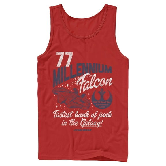Men's Star Wars Millennium Falcon Fastest Junk 77 Tank Top Red Large