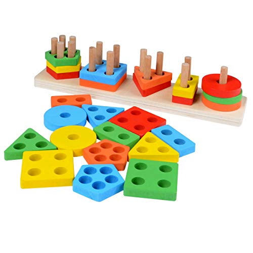Kids Wooden Shape Sorter Sorting Puzzle Toy Color Blocks Baby Preschool Gift 