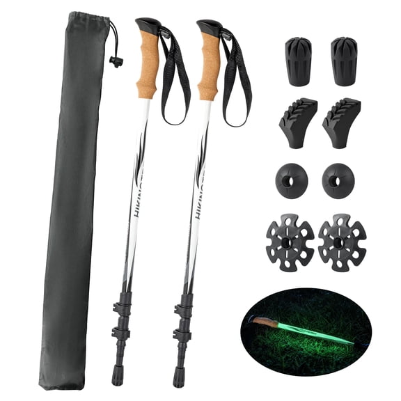 Lightweight Carbon Fiber Trekking Poles with Extended Down Grip Plus Tip Kit