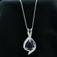 thumbnail image 3 of Rosec Jewels Pear Shape Lab Grown Blue Sapphire Teardrop Pendant with Moissanite (6X8 mm), 10K White Gold, 3 of 8