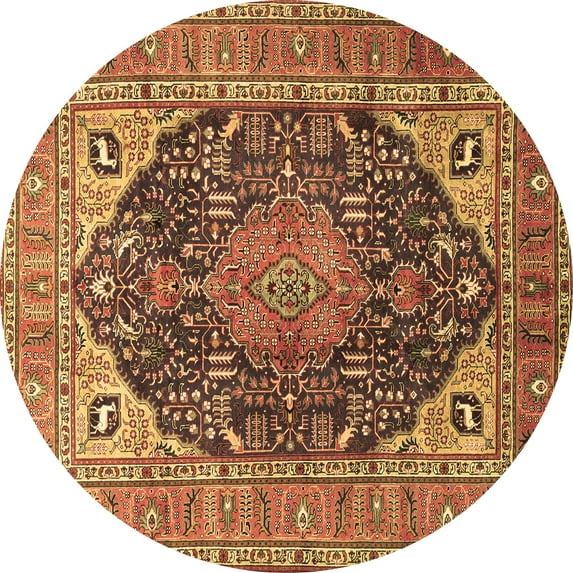 Ahgly Company Indoor Round Medallion Brown Traditional Area Rugs, 5' Round