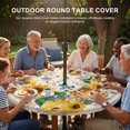 thumbnail image 3 of Round Outdoor Tablecloth with Umbrella Hole and Zipper, Yellow Sunflowers Tablecloth with Elastic Waterproof, Floral Bees Elegant Pastoral Botanical Patio Table Covers for 55" - 60" Pool Tables, 3 of 9