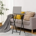 thumbnail image 3 of HOOBRO Industrial Set of 4 Folding TV Tray Tables with Storage Rack, Gray, 3 of 6