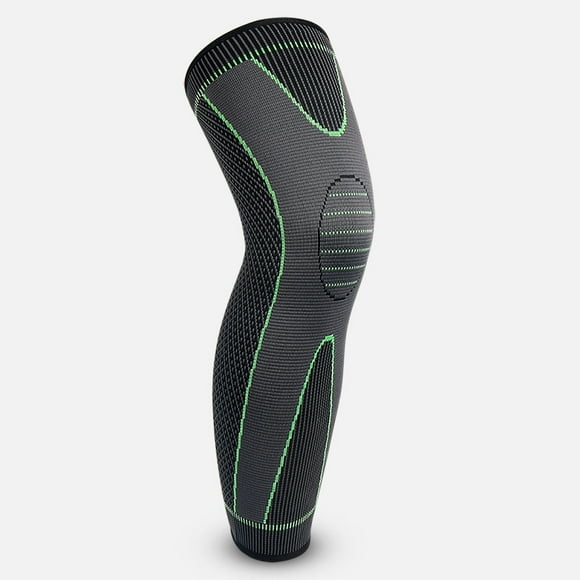 FlyFlise Knitted nylon sports extended knee pads men's and women's autumn and winter calf protection basketball football mountaineering warm knee pads M plus anti-skid strip (single) green