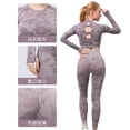 thumbnail image 4 of Mallas deportivas de manga larga para mujer, trajes de Yoga con estampado de camuflaje, trajes de entrenamiento sin costuras para correr, gimnasio, Fitness, 2 uds., 4 of 5
