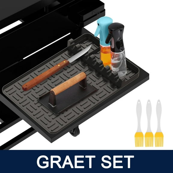 Griddle Mat with 3Pcs Basting Brush BBQ Grill Accessories Tools for Blackstone, Side Shelf Mat Grill Pad for Outdoor Grill Counter Spatula Silicone Mat for Kitchen, Cooking, Countertop, Black