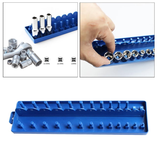 de rieles organizadores de enchufes: soporte para organizadores de enchufes de herramientas de accionamiento de 1/4 '', 3/8 '' y 1/2 '' para - Color