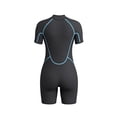 thumbnail image 3 of Women's Short Sleeve Surf Suit Contrast Panel Zip Front One Piece with Board Shorts, Rash Guard for Water Sports, 3 of 3