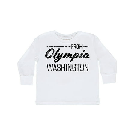 

Inktastic From Olympia Washington in Black Distressed Text Gift Toddler Boy or Toddler Girl Long Sleeve T-Shirt