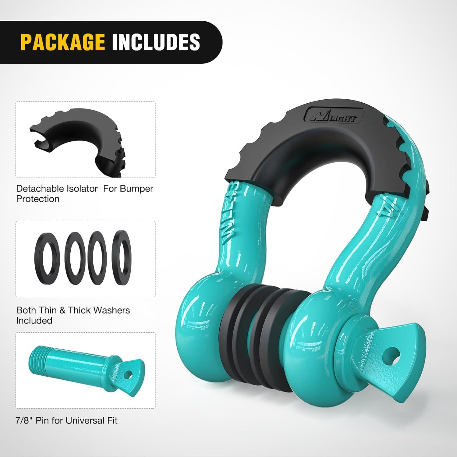 2 Pcs 3/4" D-Ring Shackle with 7/8" Screw Pin 41,887Lbs Break Strength, Heavy Duty Off Road Recovery Shackle with Isolators Washers for Use with Tow Strap, Winch, Off-Road Truck Vehicle