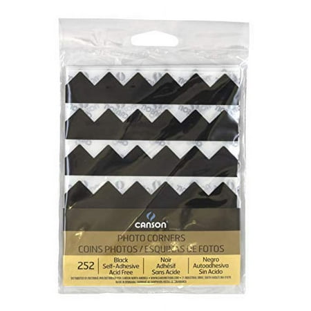 Canson Self Adhesive Photo Corners, Peel-Off Archival Quality, Black, 252-Pack (100510395)