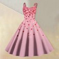 thumbnail image 2 of LWavelet 2026 Valentine's Casual Brunch Spaghetti Strap Dress, Heart Print Flowy Flared Sundress Valentine's Wear Pink M, 2 of 4