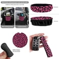 thumbnail image 6 of Jeiento Leopard Print 15 Piece Car Seat Covers Full Set with Auto Steering Wheel Cover Seat Belt Strap Protector Pink Cup Holder Trash Bag Air Vent Storage Pocket Rearview Protector Keychain, 6 of 7