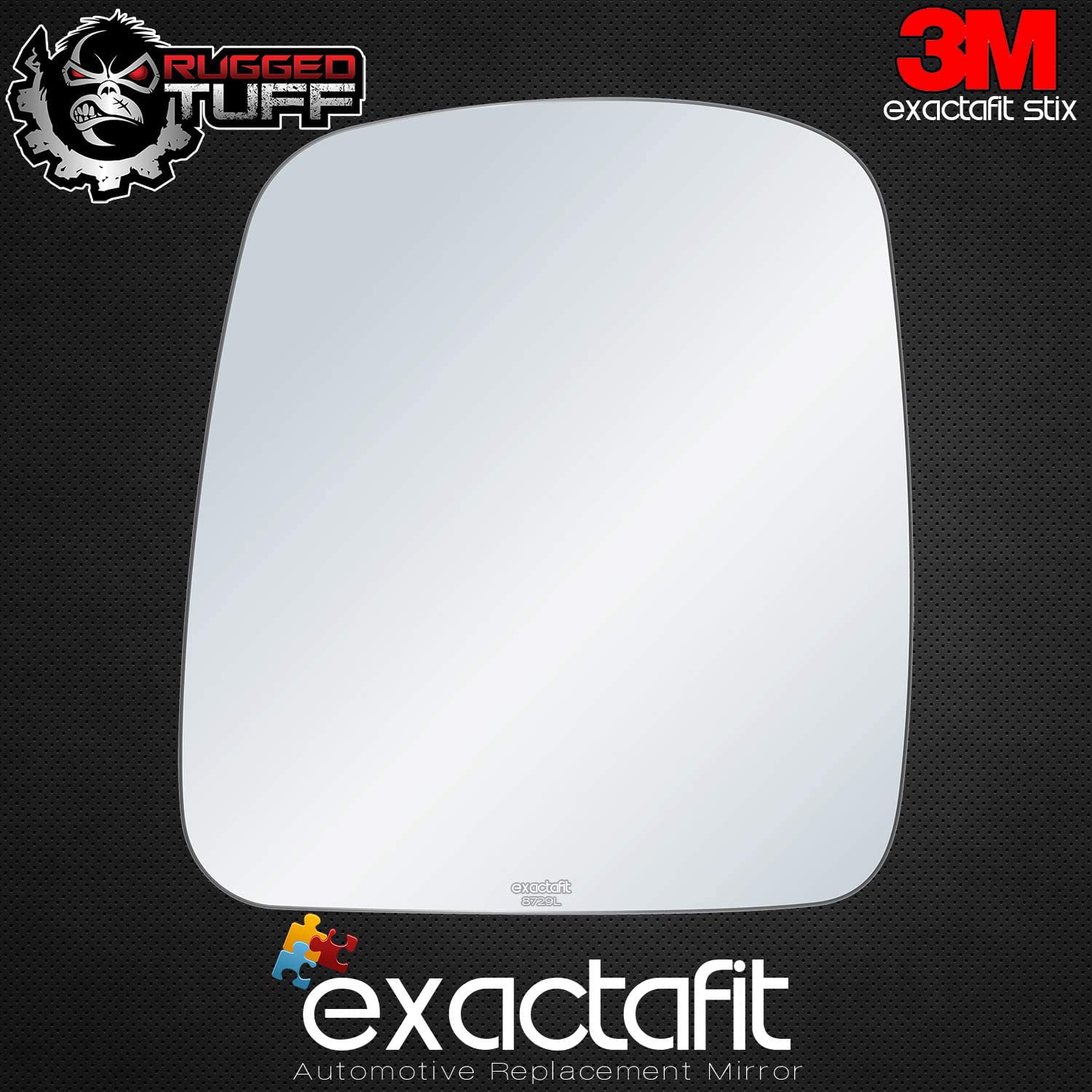 exactafit 8729L Replacement Driver Left Side Mirror Glass Flat Lens fits 03-07 Chevy GMC Savana Express 1500 2500 3500 by Rugged TUFF