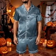thumbnail image 3 of DORKASM Halloween Matching Pajamas for Men Pj Sets Bat Pumpkin Print Button Down Sleepwear Silver M, 3 of 4