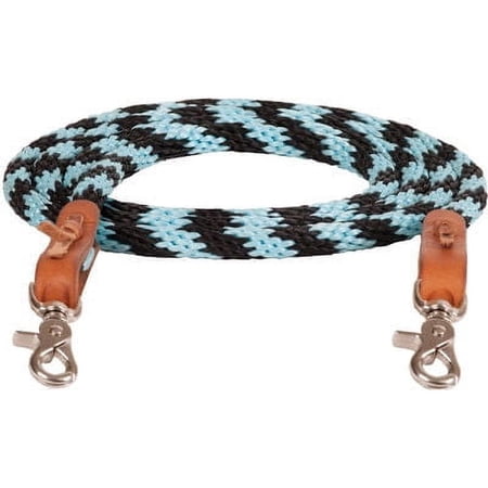 Round Braided Trail Reins 1/2 x8 Color: Black/Turquoise