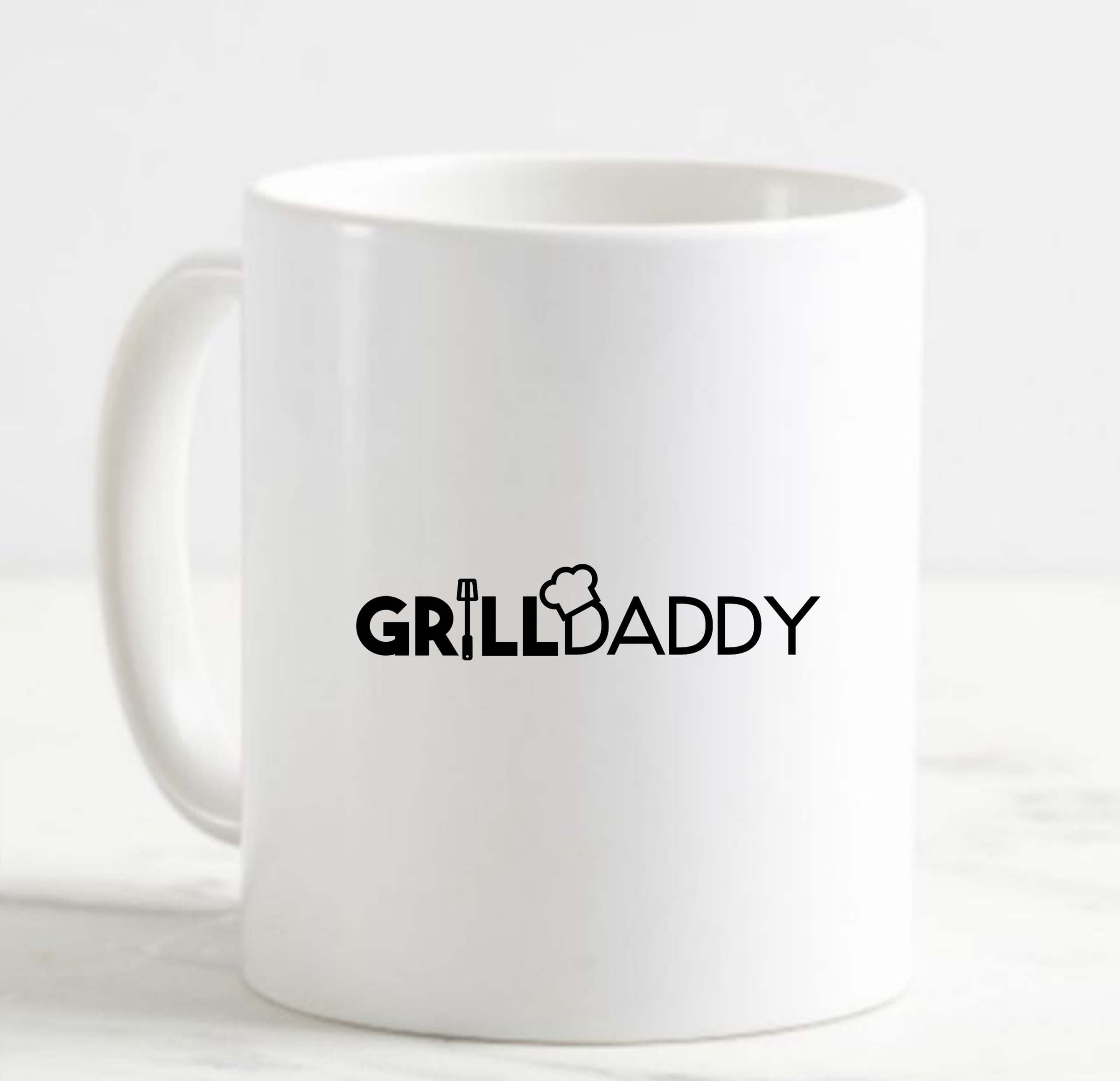 Coffee Mug Grill Daddy Chef Spatula Grilling Grill Flame Fire White Cup
