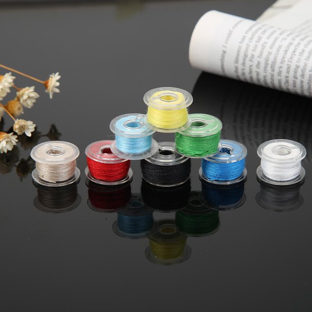 20 piezas hilos de coser coloridos + 20 rejillas bobinas de máquina de coser de plástico transparente Likrtyny decoración de arte