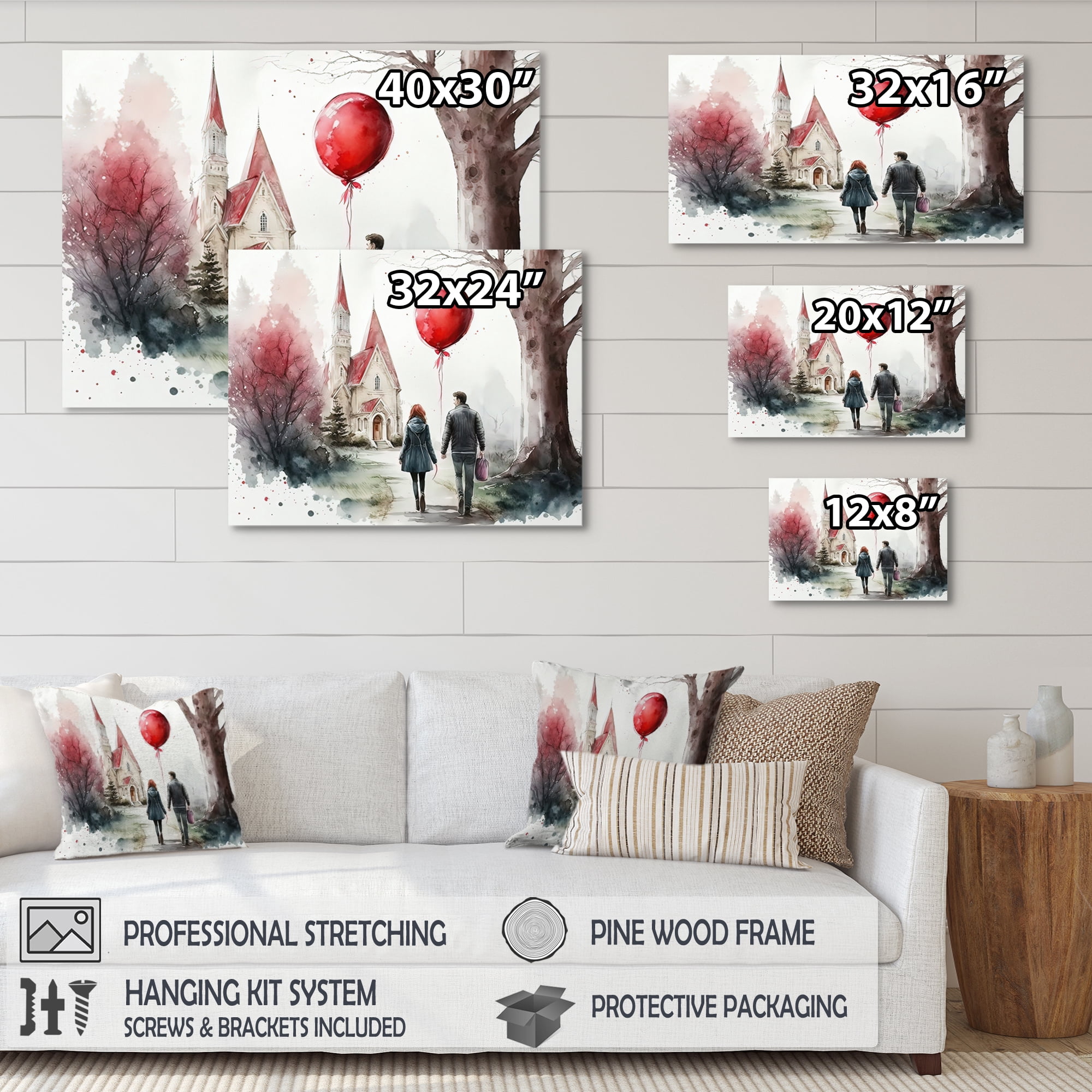 Designart Couple In Love Going To The Church VII Canvas Wall Art