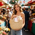 thumbnail image 4 of Straw Tote Bag Handmade Woven Beach Bag Summer Straw Handbag Boho Style Large Capacity Tote Bag for Women Travel Beach Vacation Picnic Resort Daily Use Stylish Rattan Carry Bag Lightweight Summer Use, 4 of 6