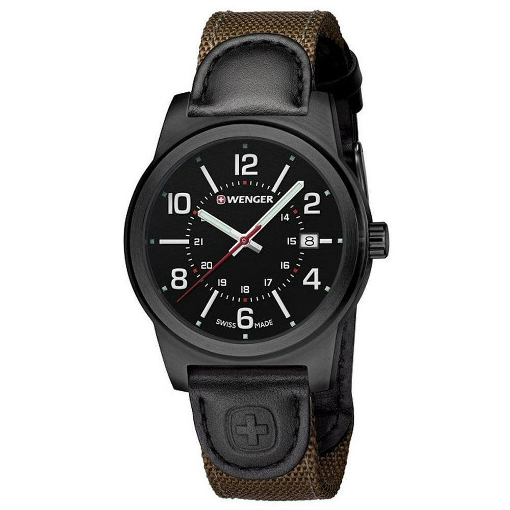 Wenger Wenger Men's 01.0441.165 Field Gear Black Dial Brown Nylon and
