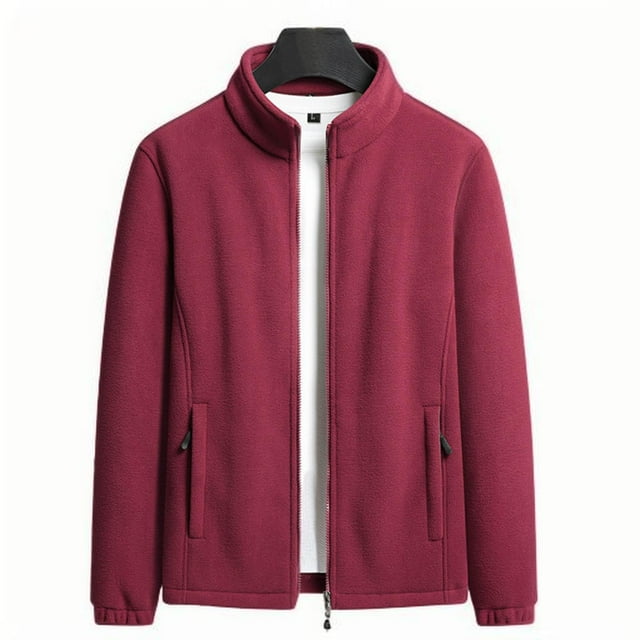 Puntoco Chaqueta De Piel De Cordero Con Cremallera Y Bolsillos De Color Liso Para Hombre