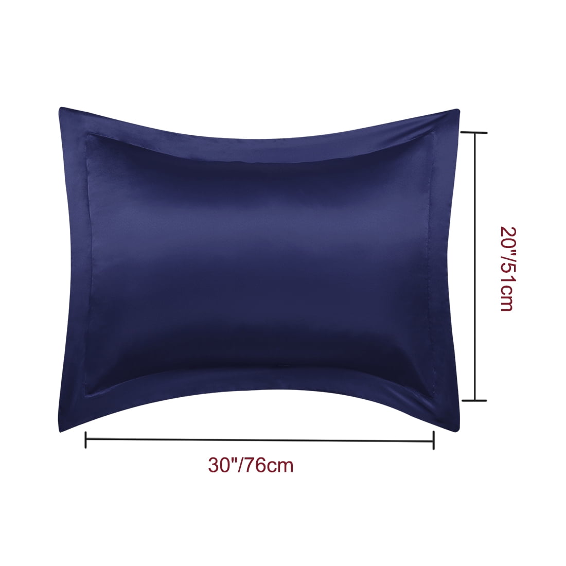 Unique Bargains 2-Pack Satin Pillow Shams Queen Size 20" x 30" Navy