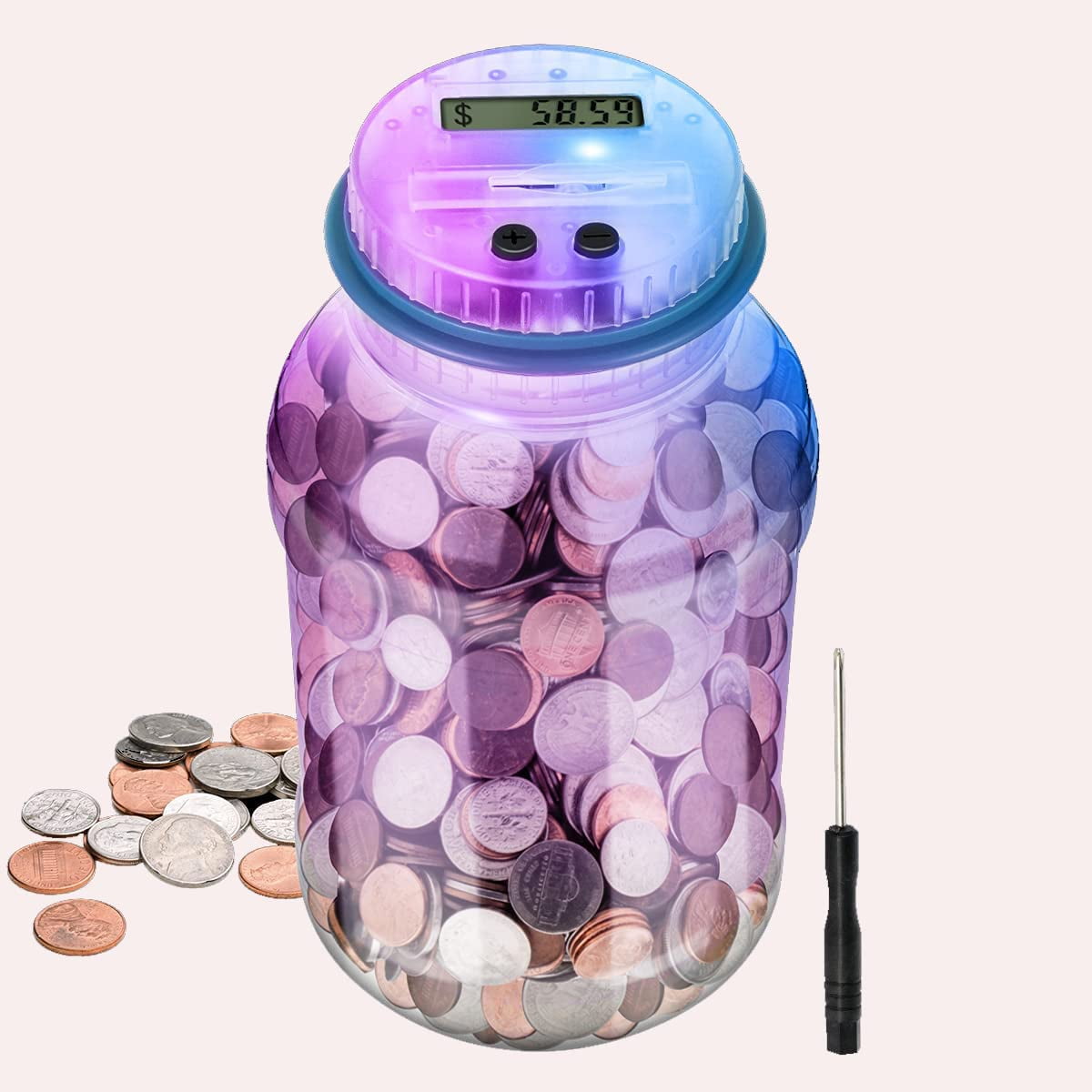 Bij zonsopgang Klik Rechtzetten Piggy Bank For Boys And Girls, Lefree Digital Coin Bank Savings Jar With  Seven Color Automatic LCD Display, Upgrade Coin Bank With Transparent  Lid(Screwdriver Included) - Walmart.com