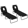 thumbnail image 1 of Outsunny 2 Pcs Chaise Longue d'Extérieur Réglable, Chaise Longue Pliante de Jardin, 1 of 10