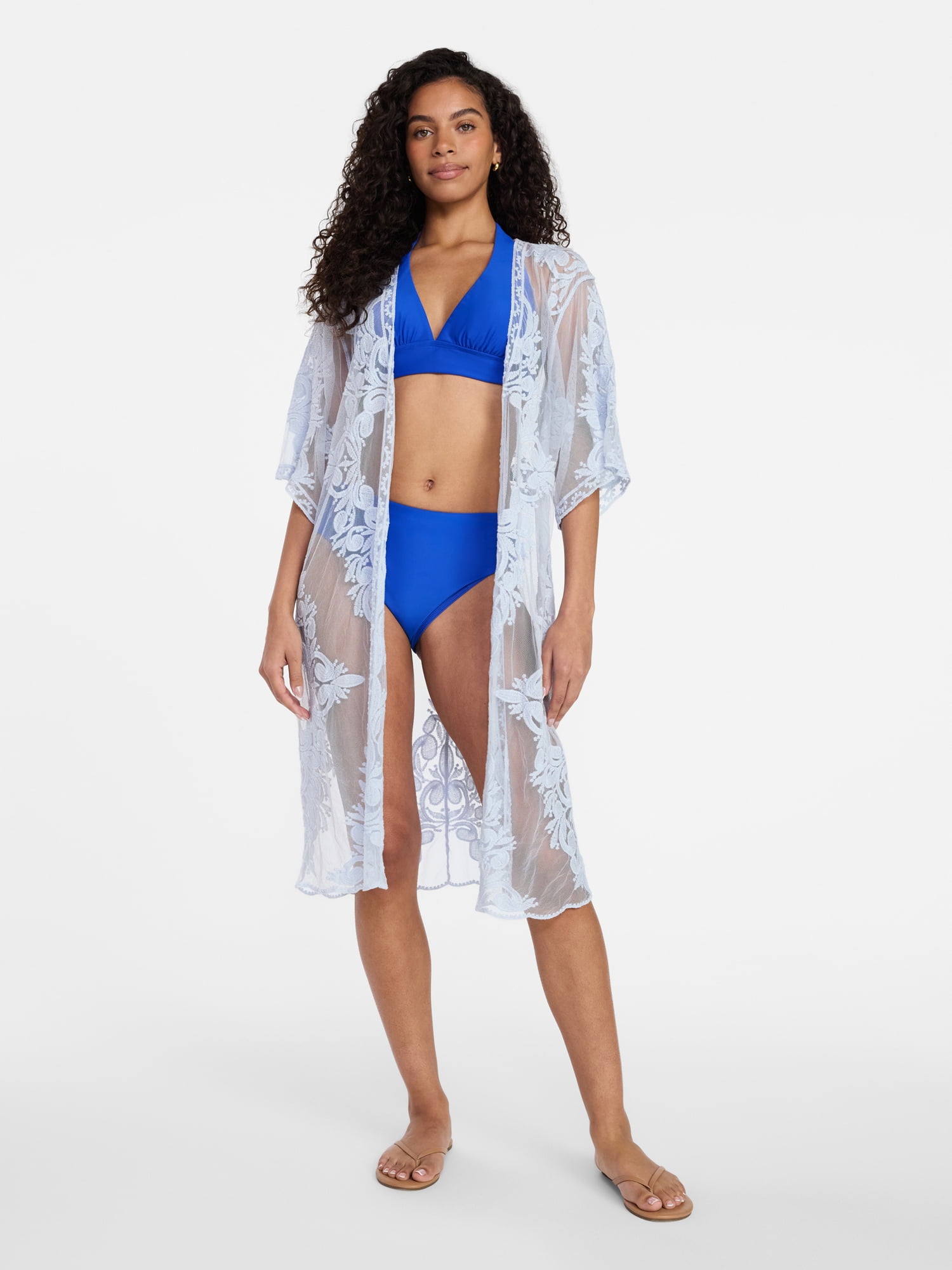 Time and Tru Women's Lace Coverup, Sizes XXL/XXXL, Blue Drop