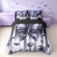 thumbnail image 3 of Homewish Glowing Butterfly Twin Bedding for Girls, Bling Stars Diamonds Bedding Comforter Set, Blue White, Black Reversible, 7-Piece, 3 of 7