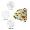 thumbnail image 3 of Zufioo Vintage White Polka Dot Sunflower Print Adult Knitted Hat, Unisex Cuffed Brimless Ski Hat, Suitable for Autumn and Winter, 3 of 6