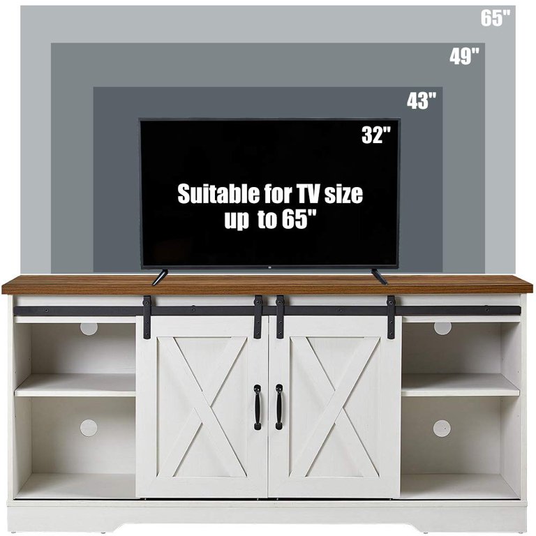 Amerlife TV Stand Sliding Barn Door Modernu0026Farmhouse Wood Entertainment  Center, Storage Cabinet Table Living Room with Adjustable Shelves for TVs  Up to 65, Distressed Whiteu0026Rustic - Walmart.com