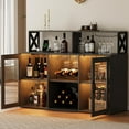 thumbnail image 4 of Huloretions LED Wine Cabinet, Bar Cabinets with Power Outlets, Coffee Bar Cabinet Liquor Cabinet with Wine Racks for Glasses, Vintage Buffet Cabinet for Dining Kitchen, 4 of 6
