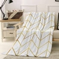 thumbnail image 2 of Fleece Blanket Minimalist Yellow Herringbone Arrow Blankets, Soft Cozy Warm Flannel Throw Blanket, Abstract Geometric Line Blanket for Bed Couch Sofa,50x60In, 2 of 9