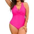 thumbnail image 1 of GFDYREE Women Plus Size One Piece Swimsuits V Neck Tummy Control Bathing Suits Front Cross Swimwear, 1 of 6