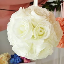Efavormart 2 Pack | 7" CREAM Flower Ball Silk Rose Pomander Kissing Ball