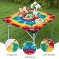 thumbnail image 4 of Colorful Tie Dye Mandala Pattern Square Fitted Tablecloth with Elastic Edge,Square Table Cover,Washable Elastic Table Cover for Home Kitchen Party Decor 34"x34", 4 of 6