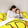 thumbnail image 5 of Homewish Cartoon Monogrammed R Full Size Comforter Sets, Yellow Red Baseball Bedding Comforter Set, Teens Kids Boys Girls Reversible Bedding Sets, Microfiber Bedroom Decor, 3 Pieces, 5 of 8
