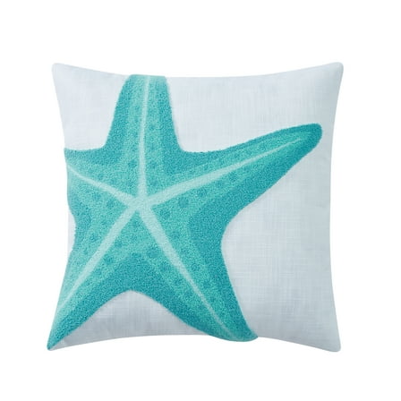 Mainstays Starfish Decorative Pillow, 18" x 18", Aqua