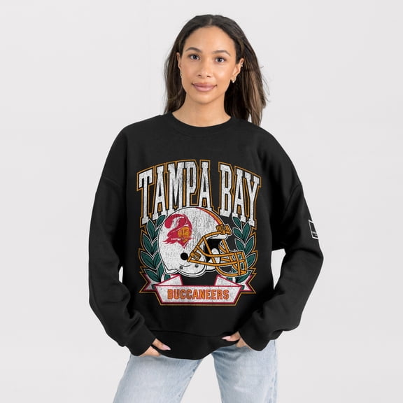 Women's Gameday Couture Black Tampa Bay Buccaneers Oversized Victory Lane Black Label Premium Fleece Sweatshirt