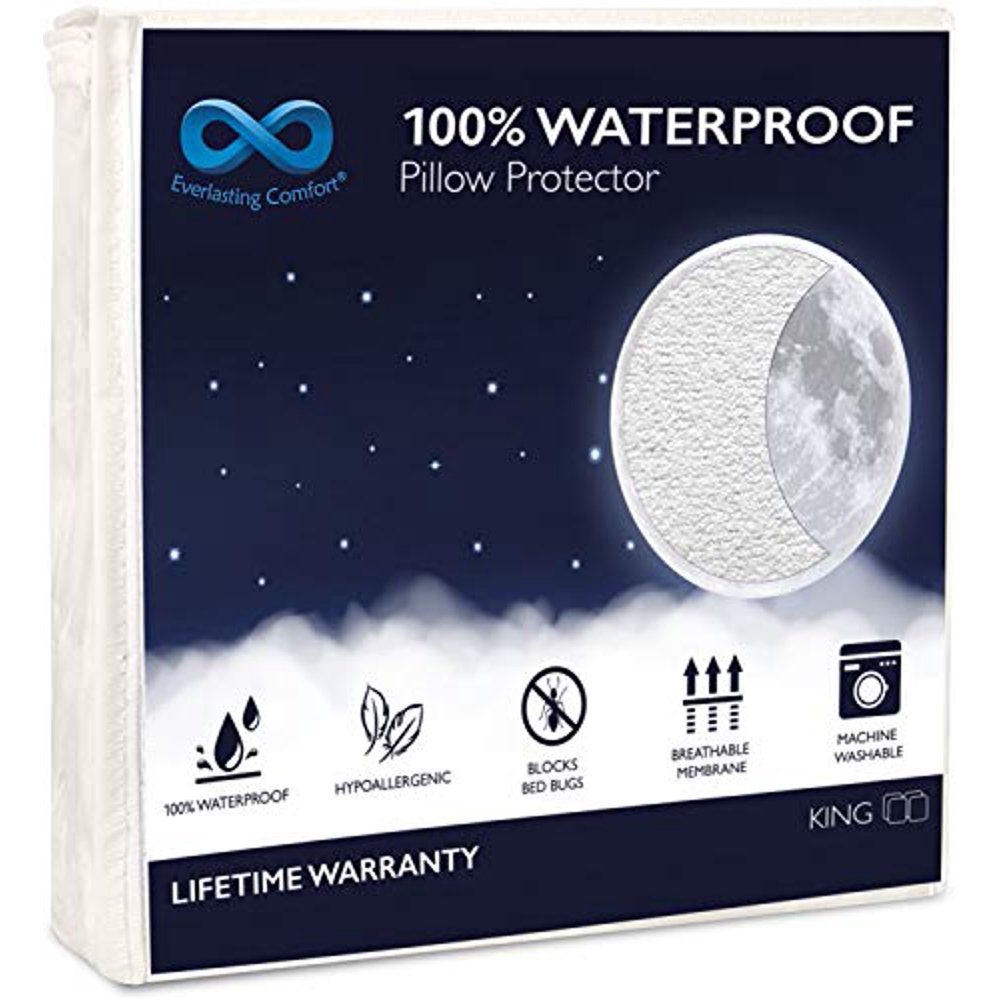 Everlasting Comfort Waterproof Pillow Protectors Set of 4, King Size Hypoallergenic Pillow