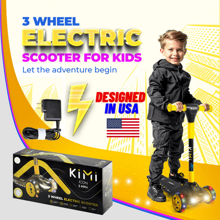 INOKIM - ICON Kids Scooter w/4 miles  Max Operating  Range & 4 mph Max Speed - Yellow