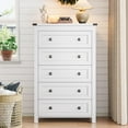 thumbnail image 4 of FANRAL 5 Drawers Tall Dressers for Bedroom,Wood Tall Dresser Modern Chest of Drawers,Closet Clothes Organizer Storage Cabinet,White Dresser, 4 of 7