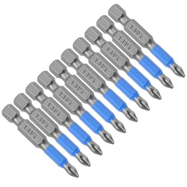 10 piezas de puntas de destornillador Phillips magnéticas, juego de puntas Phillips antideslizantes de 2 pulgadas de largo, n.º 1, vástago hexagonal de 1/4 de pulgada (PH1 x 50 mm)