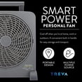 thumbnail image 2 of Treva 10 inch Rechargeable Portable Fan Smart Power Air Circulator. Plug-In AC Adapter and Battery Powered, USB Charging Port, For Camping Travel and Indoors Use, 2 of 9