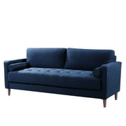 Studio Living Lorelei Mid-Century Modern Cushion Back Upholstered Sofa, Navy
